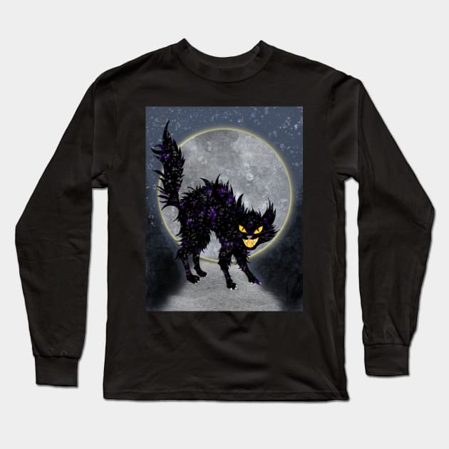 Child of the Moon and the Underworld - Evil black cat illustration Long Sleeve T-Shirt by Wolshebnaja